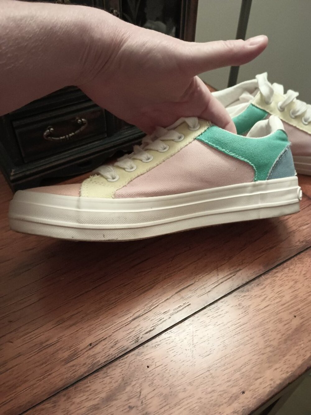 Rocket Dog Pastel Multicolor Canvas Sneakers - Pink, Yellow & Green Size 8 - Picture 8 of 10